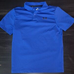 Under Armour Men's Striped Royal Blue Polo
